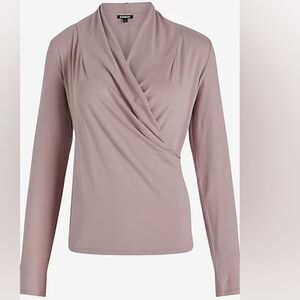 Skimming Cotton V-Neck Long Sleeve Surplice Tee